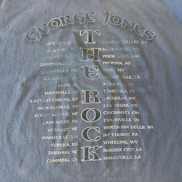 Vintage Y2K George Jones The Rock 2002 Blue Tour Shirt Size XXL Country Possum - Picture 6 of 8